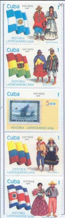 (1990-071a) Сцепка (5 м) Куба &quot;История Латинской Америки (1)&quot;    История Латинской Америки III Θ