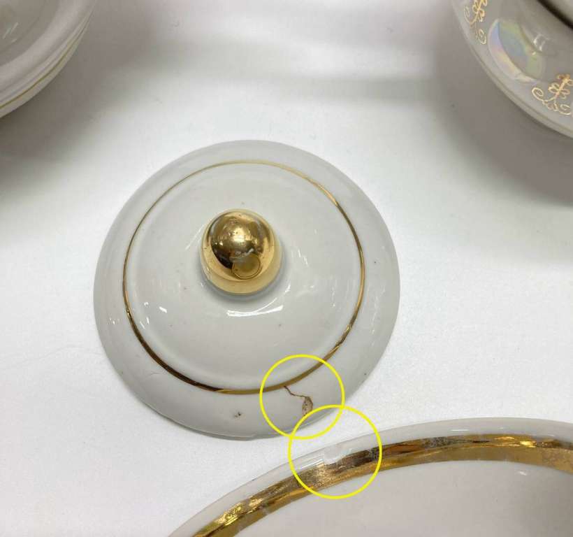 Чайник заварочный (скол на крышке) + 3 чашки (есть скол), Городница, СССР