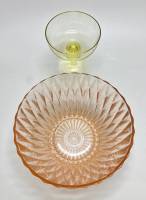 Салатник + конфетница на ножке, цветное стекло