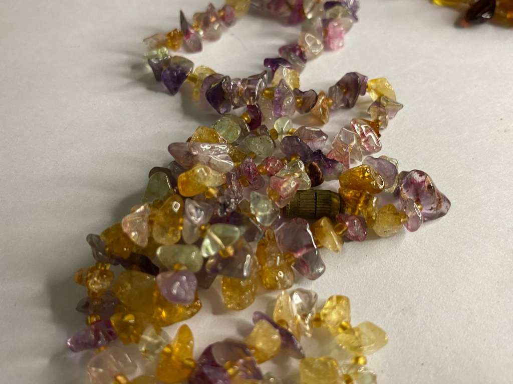 Бусы 3 шт, янтарь и натуральные камни