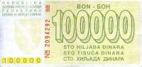 (№1993P-31) Банкнота Босния и Герцеговина 1993 год "100,000 Dinara"