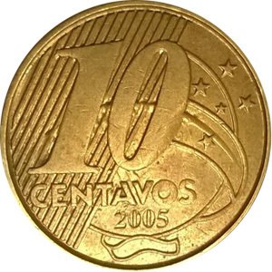  Монета Бразилия 2003 год 100     Сталь, покрытая Бронзой  UNC