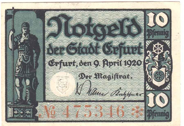 () Банкнота Германия (Веймар) 1920 год 0,1  &quot;&quot;   VF