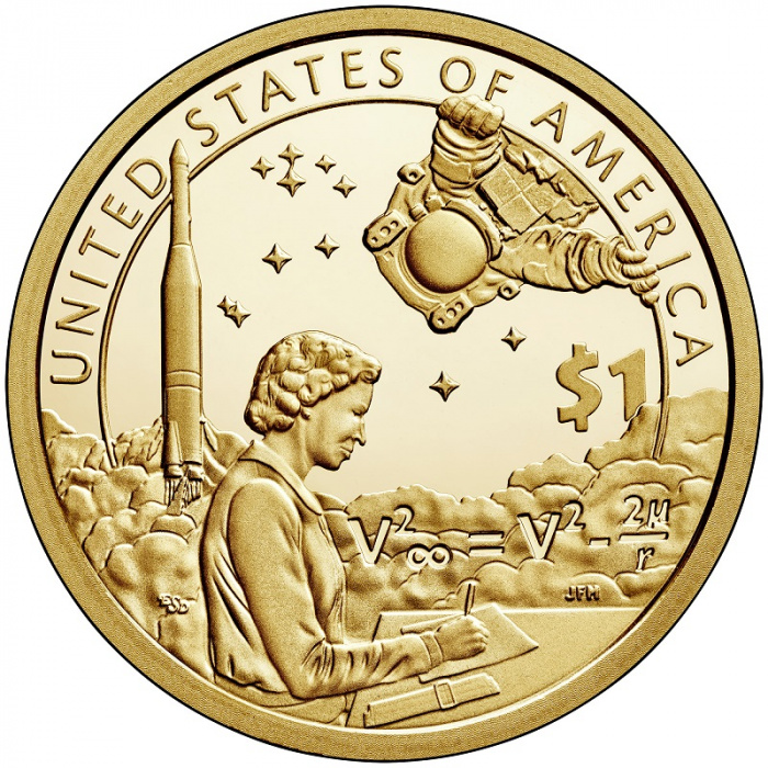 (2019d) Монета США 2019 год 1 доллар &quot;Космическая программа&quot;  Сакагавея Латунь  UNC