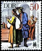 (1987-070) Марка Германия (ГДР) "Покупатели"    Ярмарка, Лейпциг III O
