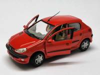 Модель авто 1:43 Peugeot 206 hongwell красный