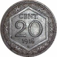 (№1918km58) Монета Италия 1918 год 20 Centesimi (Esagono)