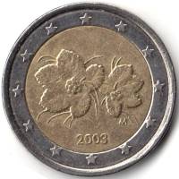 (2003) Монета Финляндия 2003 год 2 евро  1-й тип образца 1999-2006 с буквой М Биметалл  VF