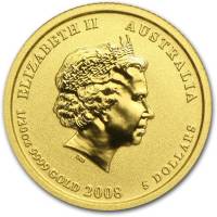 (,) Монета Австралия 2008 год 5 долларов   Биметалл (Платина - Золото)  UNC