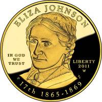 (018w) Монета США 2011 год 10 долларов "Элиза Джонсон" 2011 год  PROOF