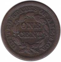(1848) Монета США 1848 год 1 цент  3. Украшенная голова Медь  XF