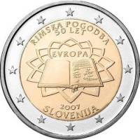 (001) Монета Словения 2007 год 2 евро "Римский договор 50 лет"  Биметалл  VF