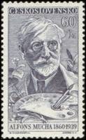 (1960-065) Марка Чехословакия "Художник Альфонс Муха (1860-1939)"   День марки III O