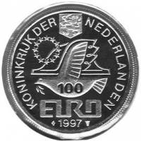 (№1997) Монета Нидерланды 1997 год 100 Ecu (усилитель)