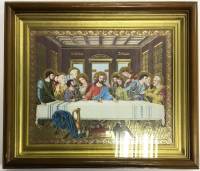 Икона "Тайная вечеря" под стеклом в деревянном киоте (сост. на фото)