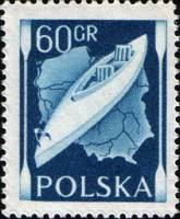 (1956-015) Марка Польша "Байдарка и карта"   Туризм III Θ
