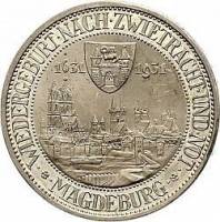 (1931a) Монета Германия (Веймар) 1931 год 3 марки   300 восстановления Магдебурга Серебро Ag 500  UN