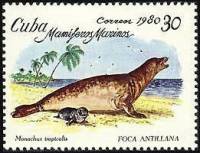 (1980-039) Сцепка (2 м) Куба "Карибский тюлень-монах"    Морские млекопитающие III Θ