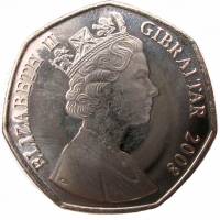 () Монета Гибралтар 2008 год 50 пенсов ""   AU