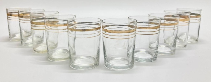 Стопки, стекло, позолота, 10 шт