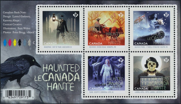 (№2015-219) Блок марок Канада 2015 год &quot;Привидениями Канада 2 мини лист&quot;, Гашеный