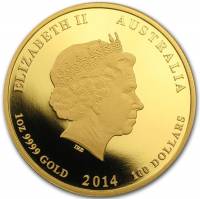 () Монета Австралия 2014 год 100  ""   Биметалл (Платина - Золото)  UNC