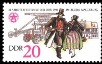 (1986-042a) Марка + купон Германия (ГДР) "Национальные костюмы"    Фестиваль трудящихся, ГДР II Θ