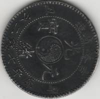 (1901) Монета Китай (Провинция Гирин) 1901 год 1 доллар "Дракон"  С отверстием Серебро Ag 900  VF