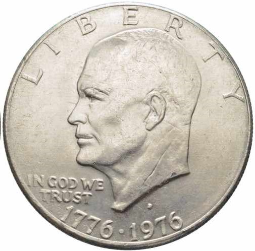 (1976d, вар. 2) Монета США 1976 год 1 доллар   Эйзенхауэр. Колокол Свободы Медь-Никель  XF