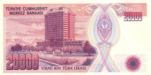 (,) Банкнота Турция 1988 год 20 000 лир &quot;Мустафа Кемаль Ататюрк&quot;   UNC