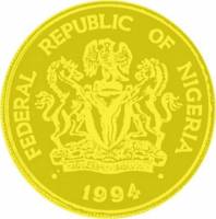 (№1994km16) Монета Нигерия 1994 год 1,000 Naira (100-летие банковской деятельности в Нигерии)