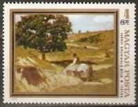 (1979-044) Марка Венгрия "На водопое, Б. Ивани-Грюнвальд"    Картины с лошадьми II Θ