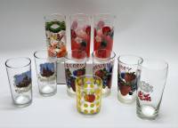 Стаканы 10 штук стекло с рисунком разные