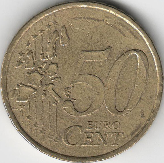 (2002) Монета Франция 2002 год 50 центов  1. Старая карта ЕС  VF