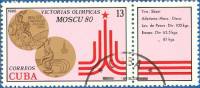 (1980-068) Марка + купон Куба "Бронзовые медали"    Медали Кубы на ОИ 80 в Москве III Θ