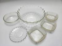 Салатник блюдце и розетки (6 предметов ) стекло