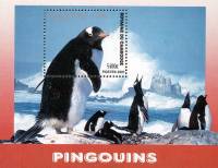 (№2001-287) Блок марок Камбоджа 2001 год "Субантарктический Пингвин pygoscelis Папуа", Гашеный