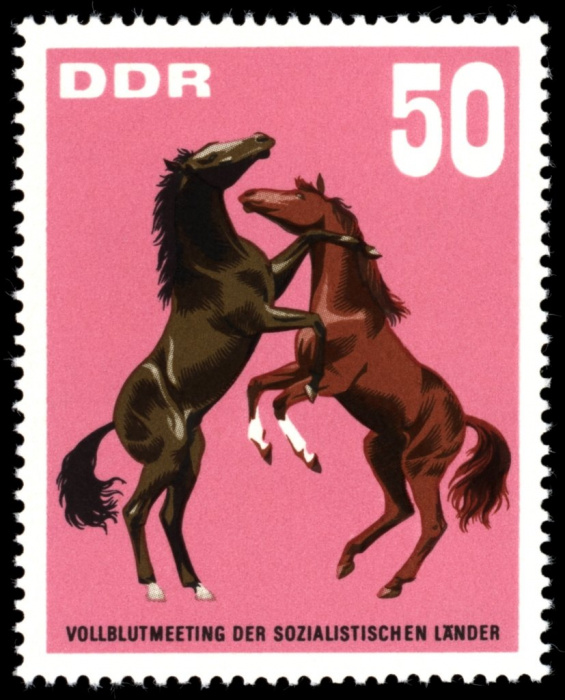 (1967-061) Марка Германия (ГДР) &quot;Жеребцы&quot;    Лошади III Θ