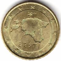 (2011) Монета Эстония 2011 год 50 евроцентов "Карта"  Латунь  UNC