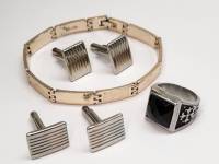 Набор Запонки 4 шт Браслет и Кольцо мужское