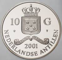(№2001km67) Монета Ниделандские Антильские острова 2001 год 10 Gulden (Российский Рубль)