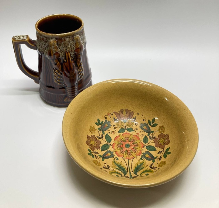 Салатник + кружка, обливная керамика