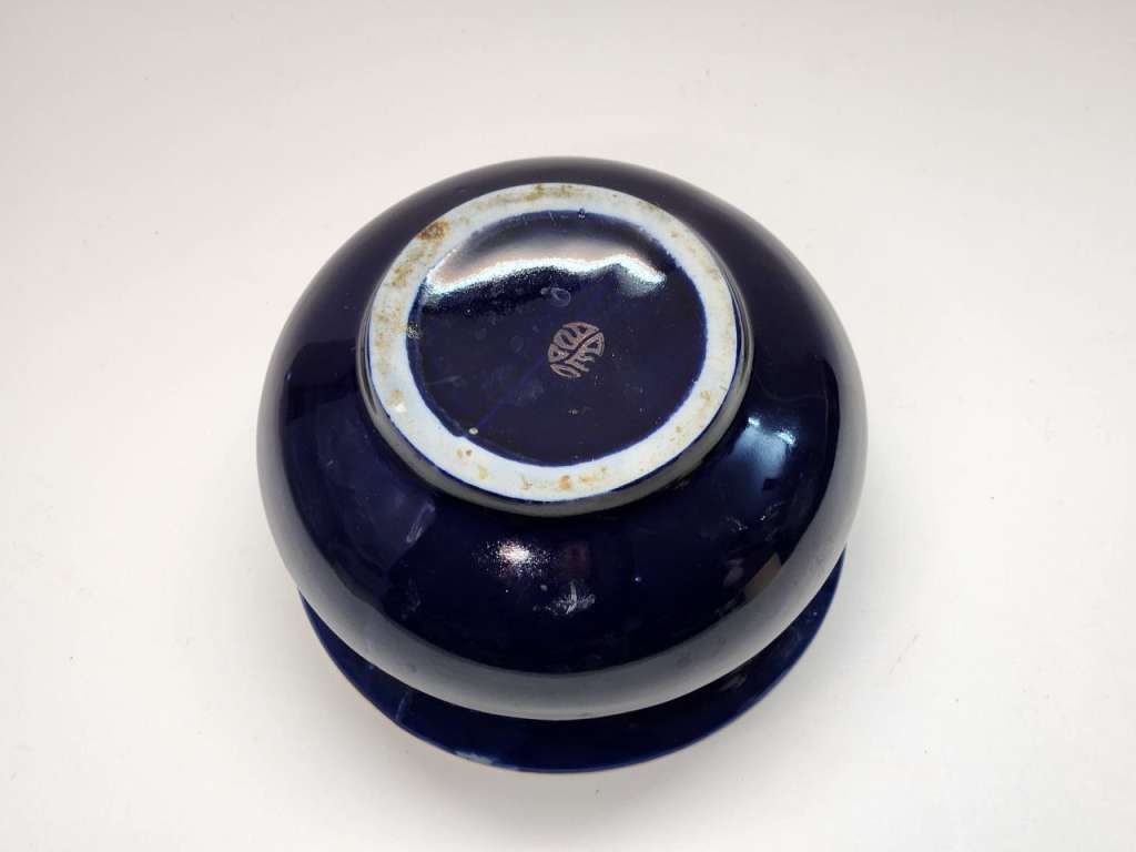 Ваза невысокая кобальт позолота Возрождение