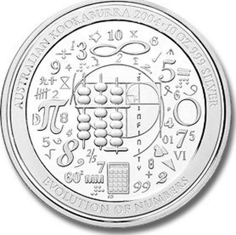 (2004) Монета Австралия 2004 год 10 долларов &quot;Эволюция чисел&quot;  Серебро Ag 999  Коробка