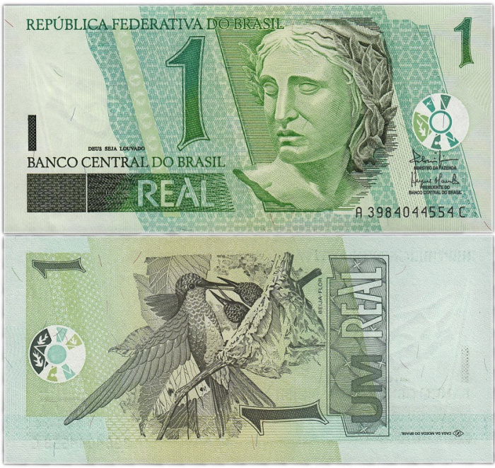 (2003) Банкнота Бразилия 2003 год 1 реал &quot;Республика&quot;   XF