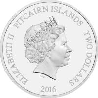 () Монета Остров Питкерн 2016 год 2  ""   Биметалл (Серебро - Ниобиум)  UNC