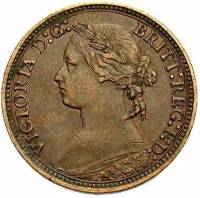 (1879) Монета Великобритания 1879 год 1 фартинг "Королева Виктория"  Бронза  XF