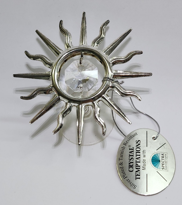 Сувенир Солнце 7,5*7,5 см металл серебрение кристаллы Сваровски США 