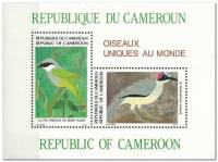 (№1991-30) Блок марок Камерун 1991 год "Greynecked Rockfowl Picathartes ореас Шрайк Ланиус СП", Гаше