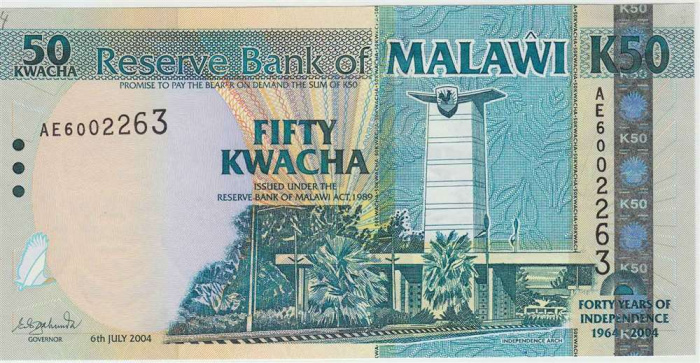 () Банкнота Малави 2004 год   &quot;&quot;   UNC